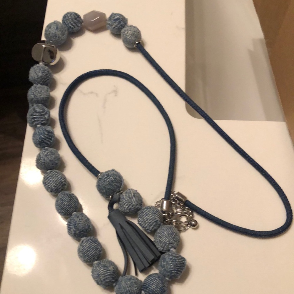 Denim cloth beaded neck w matching brac by Chico’s